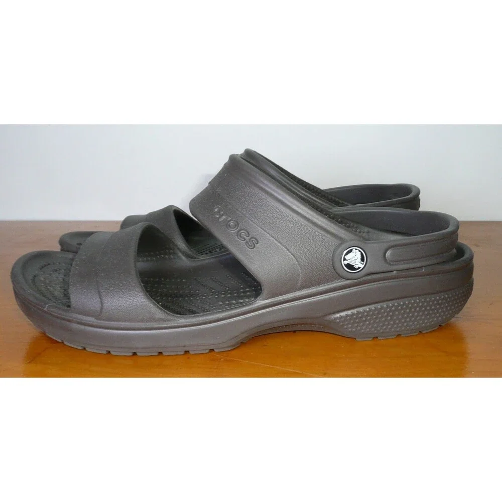 Crocs Classic 2 Strap Sandals Brown Men's Size 13 Excellent Condition Heel Strap